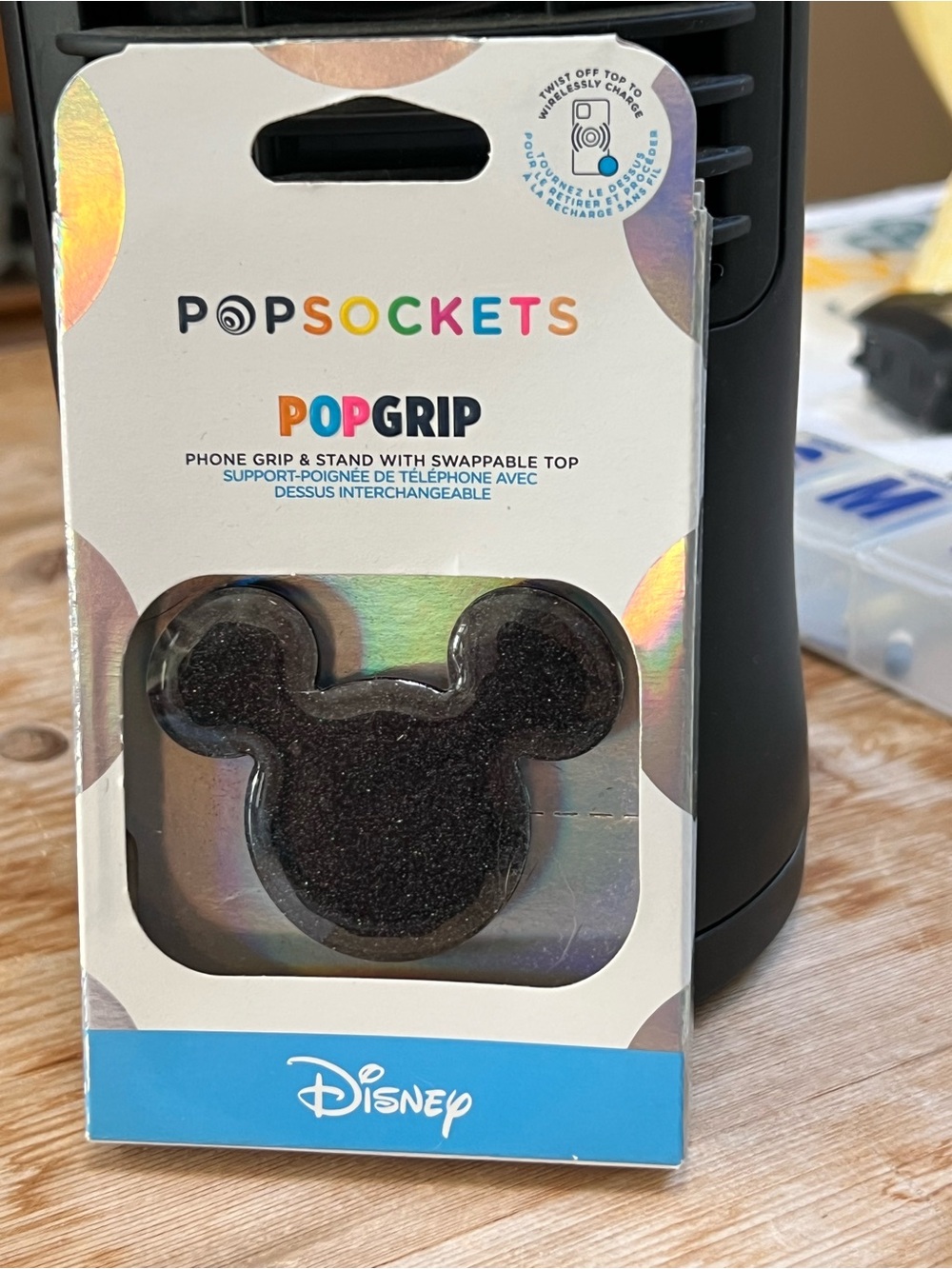 PopSocket PopGrip Disney Mickey Mouse Silhouette Black Glitter